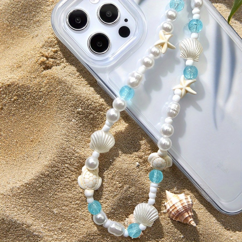 Phone Accessories Box Set - الأزرق البحر ستار شل مطرز سلسلة