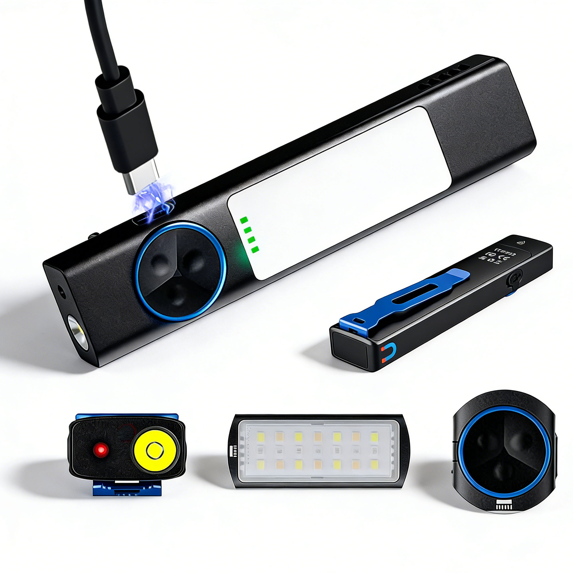 Type C Adapter - مصباح يدوي متعدد الوظائف 4 في