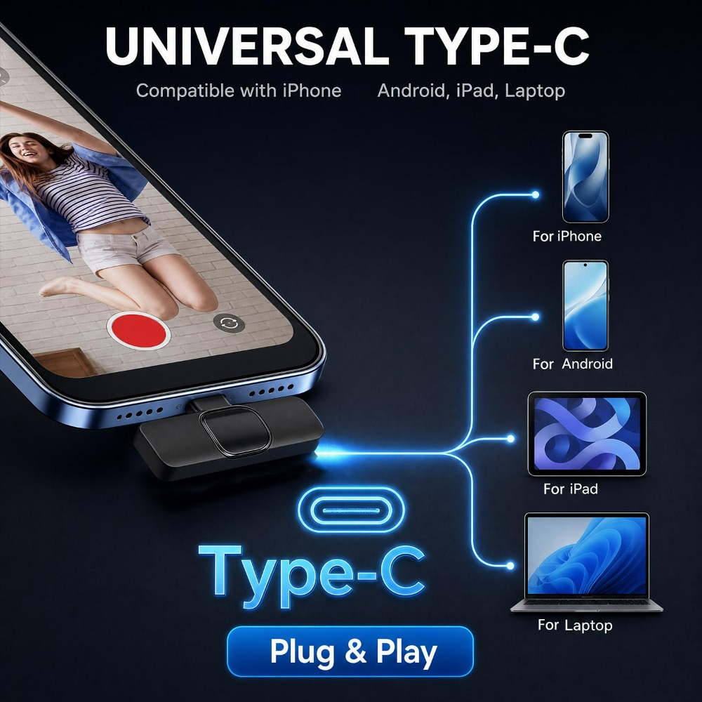 ميكروفون لافالير لاسلكي محمول  - مراجعة Type C Adapter وسعره