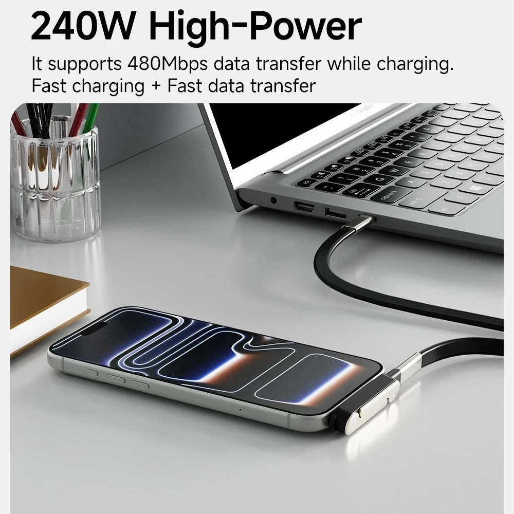 كابل شحن USB نوع C مسطح مع حام - مراجعة Type C Adapter وسعره