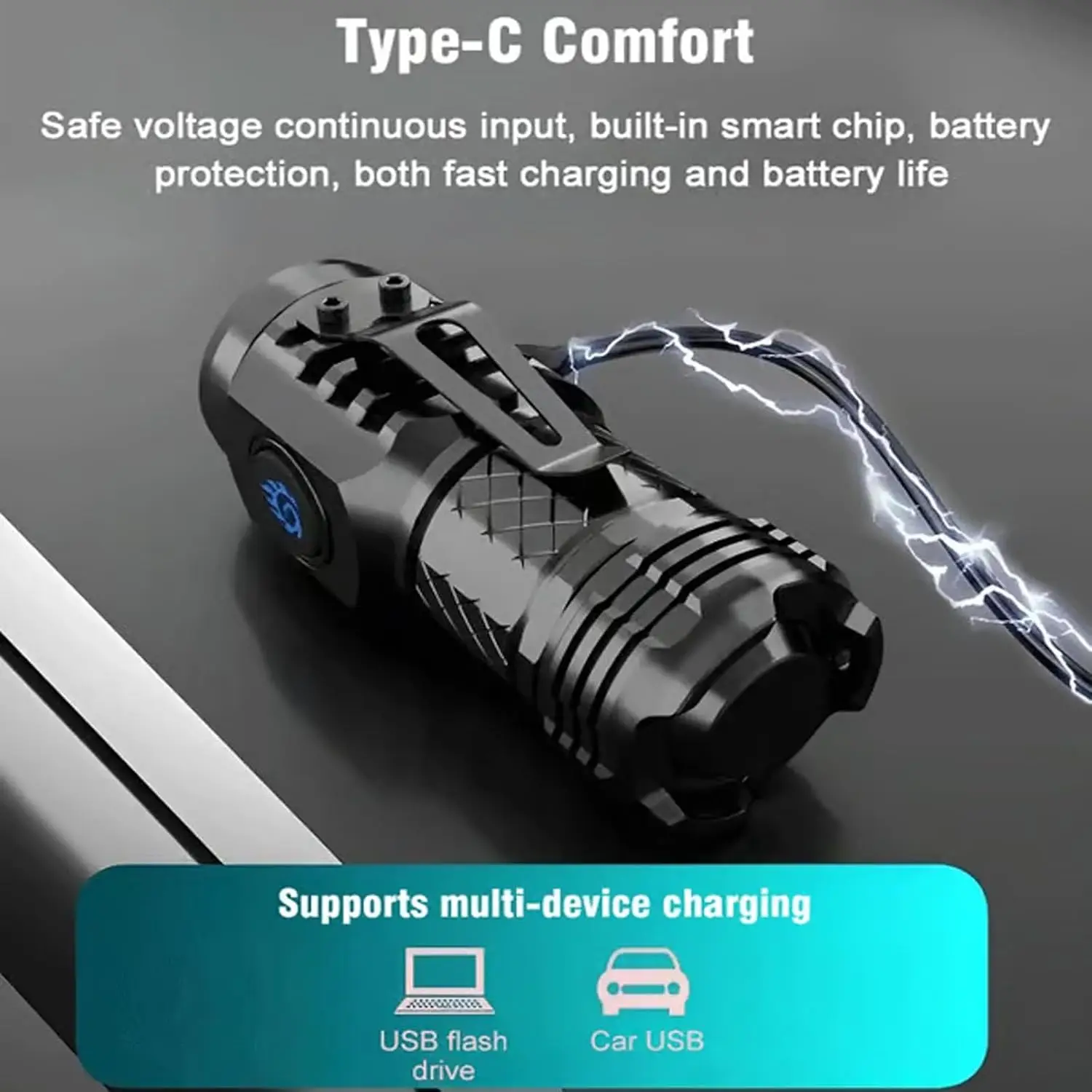 مصباح يدوي قوي فائق السطوع قاب - مراجعة Type C Adapter وسعره