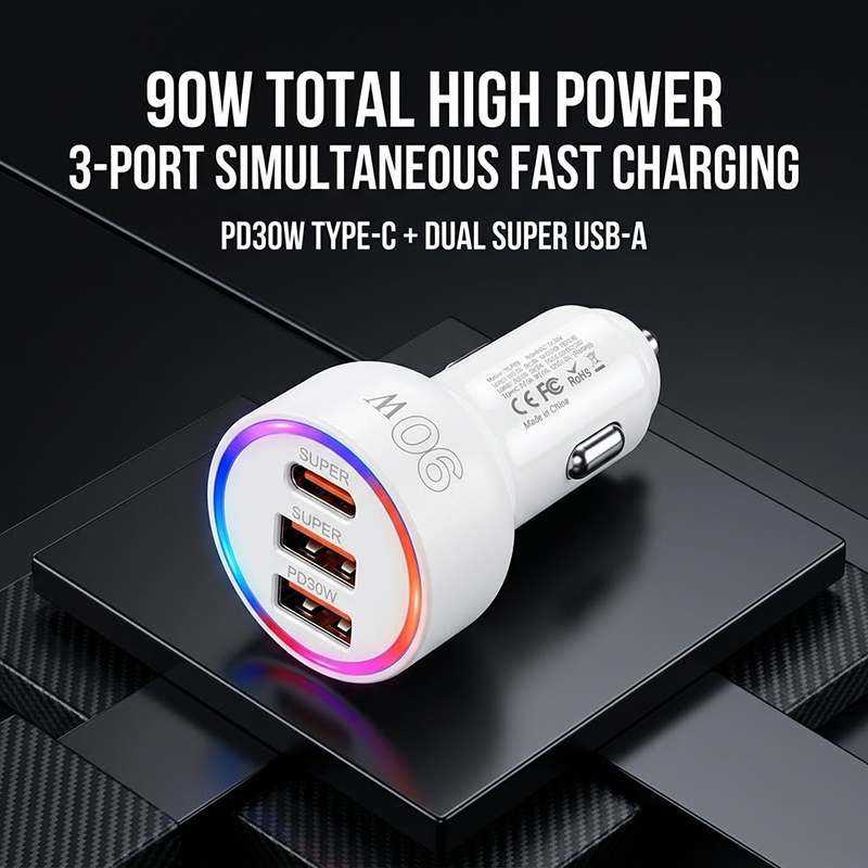 شاحن سيارة بقوة 90 واط مع إضاء - مراجعة Usb C Hub وسعره
