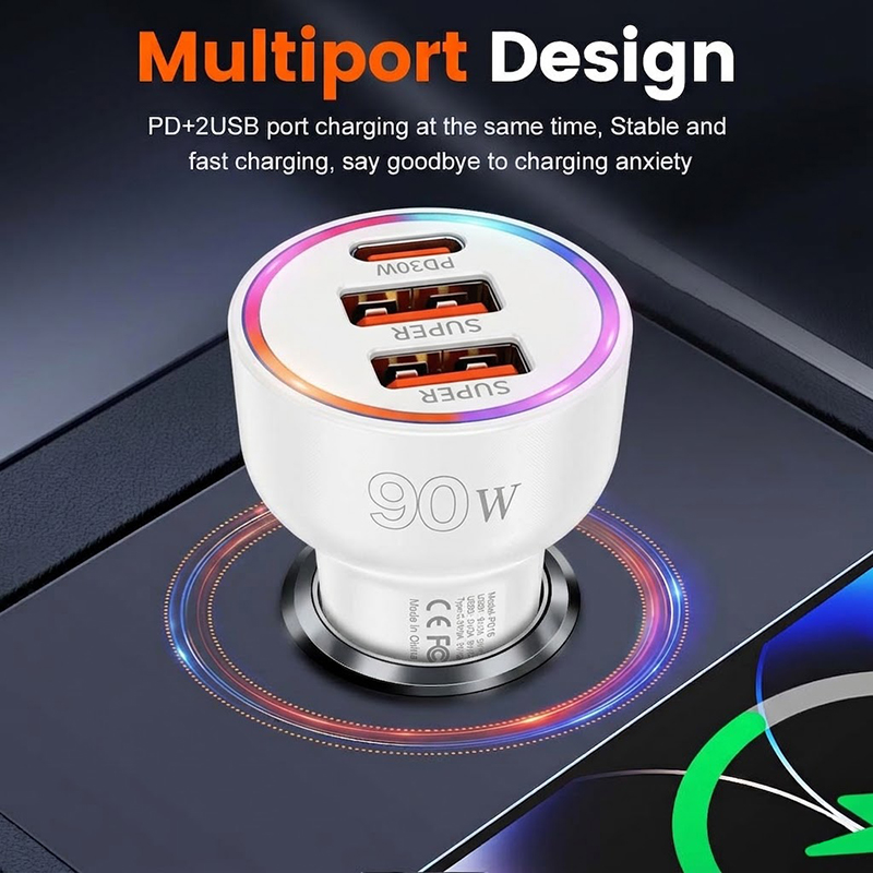 شاحن سيارة بقوة 90 واط مع إضاء - مراجعة Usb C Hub وسعره