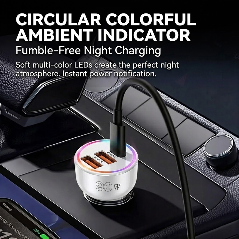 شاحن سيارة بقوة 90 واط مع إضاء - مراجعة Usb C Hub وسعره